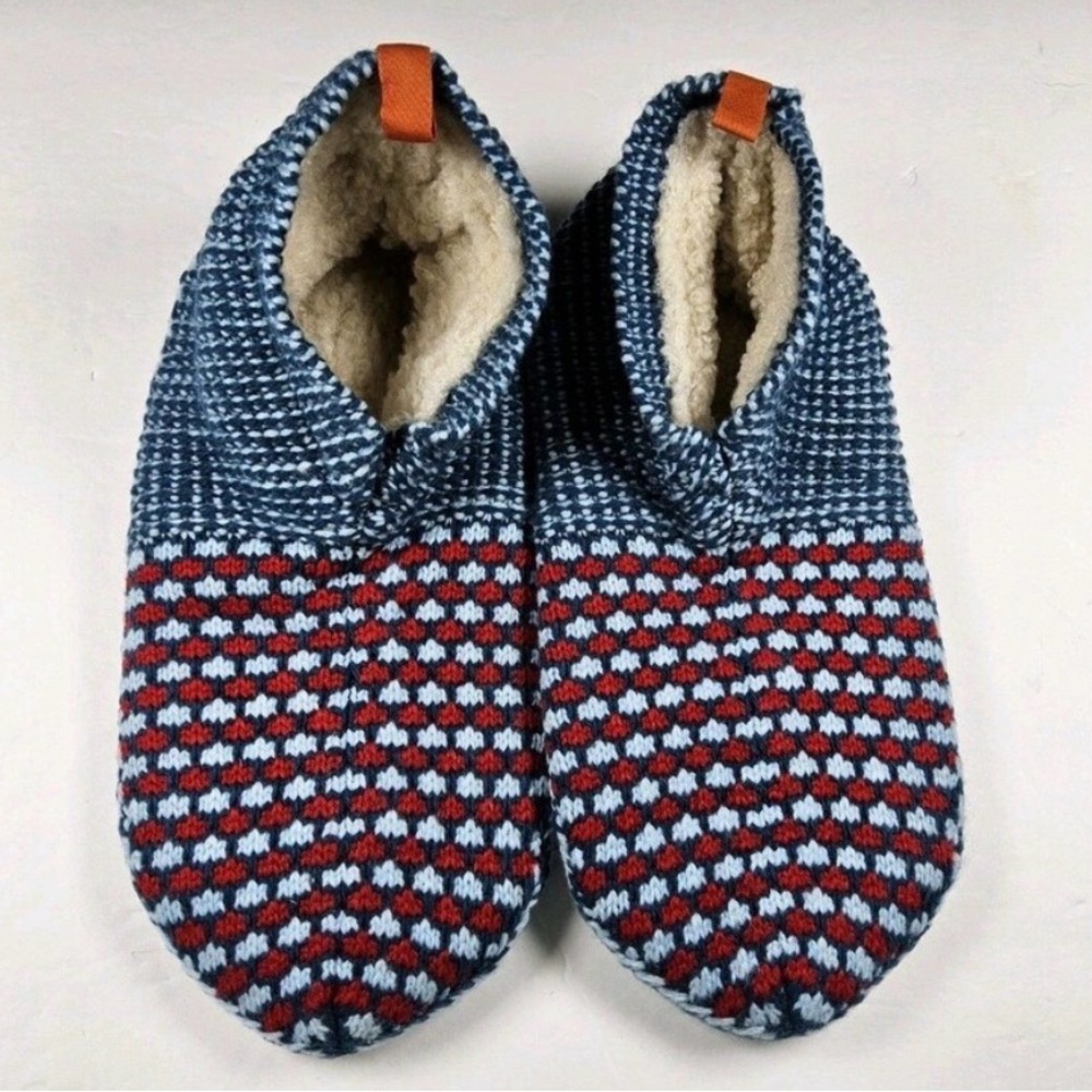 Anthropology Bombas Men's Knit Slippers - Blue and Red